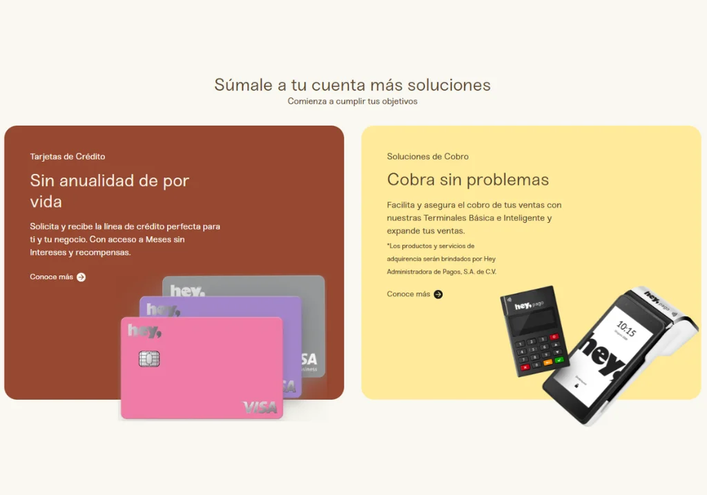 Más soluciones disponibles para cuenta hey negocios Más soluciones disponibles para cuenta hey negocios